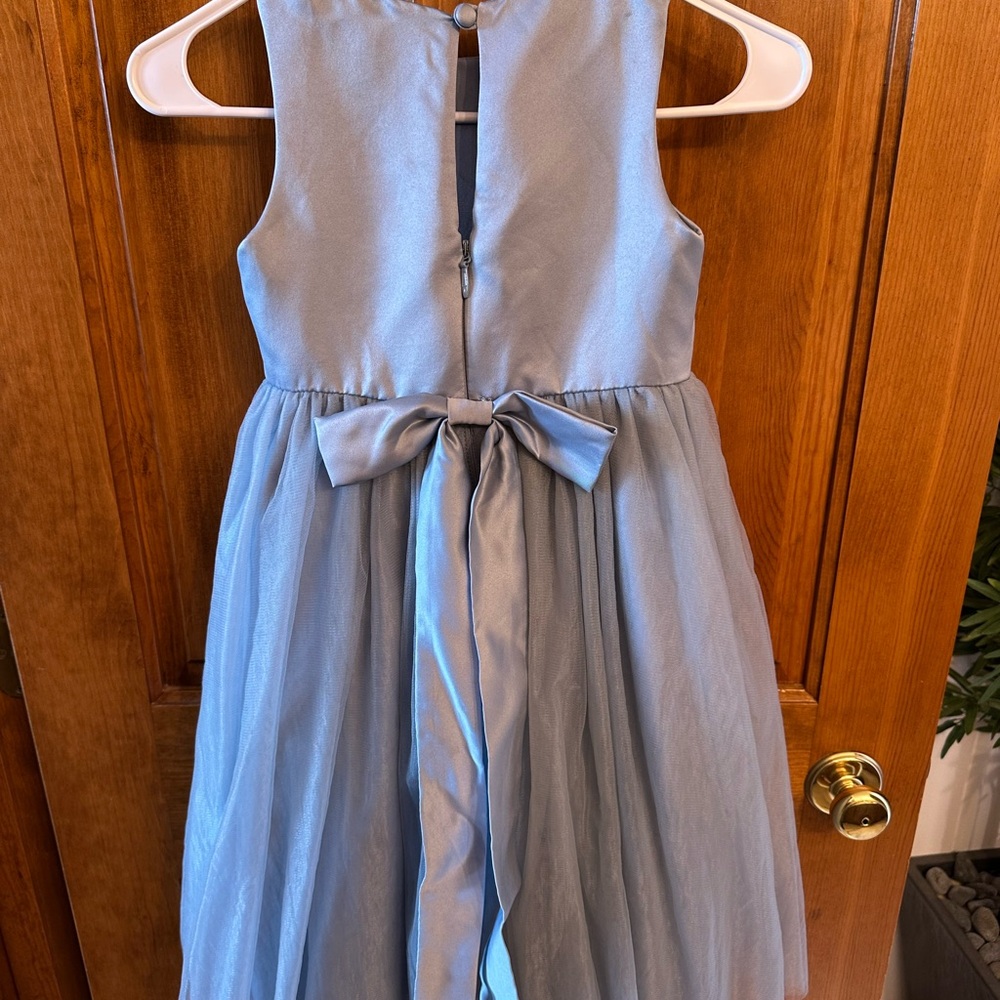 Azazie Kids Dress with Floral Embroidery - Blue - Picture 4 of 5